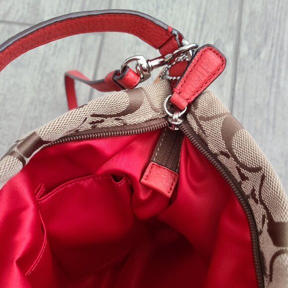 Coach Signature C Crossbody Bag with Red Leather Trim - Picture 9 of 10